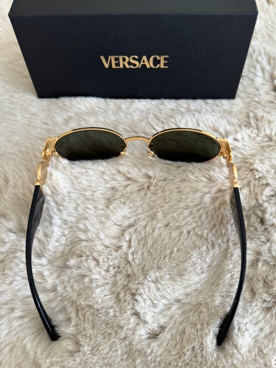 VERSACE NEW Black and Gold Sunglasses Full Set with Box VE2299 main image 5